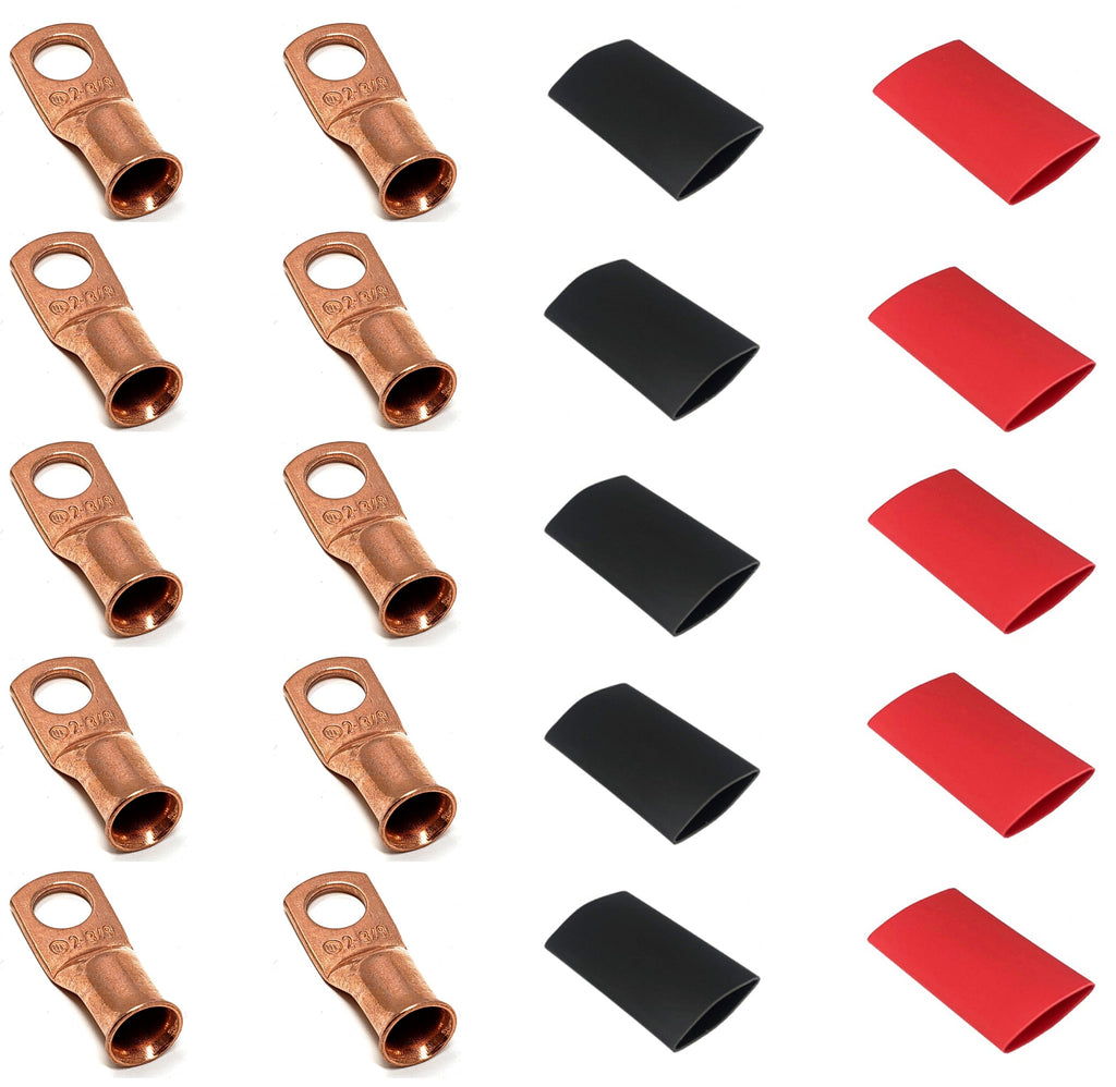 2 Gauge Cable Lugs with Heat Shrink Tubing Kit
