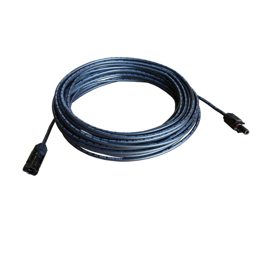 12 Gauge (AWG) Black + Red Solar Panel Extension Cable Wire with Solar Connectors
